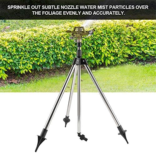 Automatic Impact Sprinkler on Tripod Base Lawn Sprinkler 360 Degree Rotating Adjustable Garden Watering System Stainless Steel Ground Insert Zinc Sprinkler for Yard Grass - Image 5