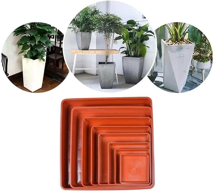 LWALRS 2 Pack Square Plant Saucer 20 22 Inch, Extra Large Plant Saucers, Heavy Plastic Water Tray Tor Plants, Planters for Indoors and Outdoors Plants, Deep Plant Trays for Pots (20 inch, Terracotta) - Image 3