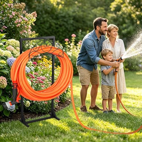 Garden Hose Holder Stand with 4 Ground Spikes, Black - Image 7