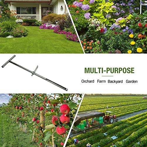 Soil Probe 35 Inch with 2 Bags, Straight Soil Sample Probe for Lawn House Plants, T-Handle Soil Sampler Probe Rod with Pedal, Stainless Steel Soil Test Kits Tool for Soil Sampling - Image 2