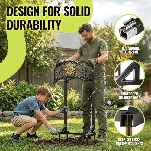Heavy Duty Garden Hose Holder Stand with 4 Spikes Outdoor Hose Holder - Image 6