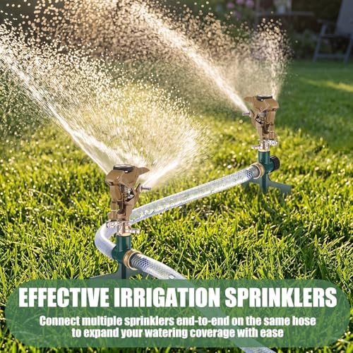LemonRoad 4 Pack Impact Sprinkler for Yard on Spike Base, Heavy Duty Metal Impact Sprinkler Head with 360° Adjustable Spray for Large Area Lawn & Yard Irrigation - Image 3