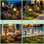 2 Pack Hummingbird Solar Garden lights Outdoor Waterproof, Gifts for Women Mom Grandma Daughter, Stake lights with Solar Lantern, Hanging Solar Lights, Solar Path Light Yard Outside Patio Garden Decor - Image 5
