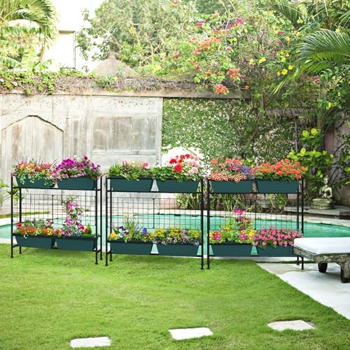 OYEAL Raised Garden Bed with Legs & & Trellis 32" Tall Vertical Herb Garden Planter Indoor Outdoor Elevated Flower Beds for Gardening, Vegetables, Herbs, Patio, Balcony, Backyard, Green - Image 6