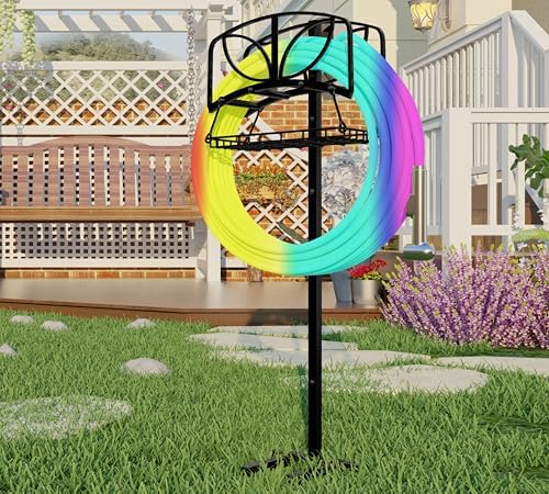 Fire Beauty Garden Hose Holder with Storage Basket,Heavy-Duty,80+ lb Capacity,Rust-Proof Stainless Steel,Organizes 150ft Hose for Patio&Yard,Leaf Design - Image 3