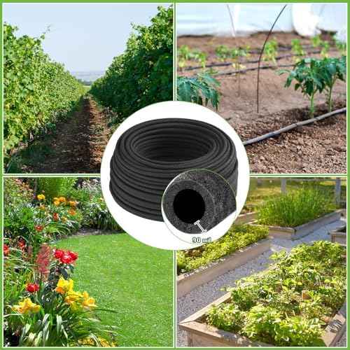 1/4 Inch Soaker Hose Irrigation Hose Drip Hose for Garden Heavy Duty Drip Irrigation Tubing with Hose Connector Set or Watering Planters Flower Vegetable Lawn Yard Landscaping, Black (200 ft) - Image 6