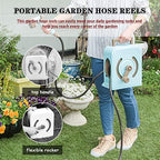 Hose Reel Cart Water Hose Cart Reel Compact Garden Hose Organizer, Portable Retractable Hose Reel, Household Car Wash Tool with Water Gun, for Backyard (Blue Hose Cart+15m Pipe) - Image 2