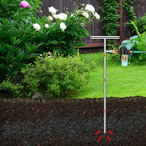 Root Feeder Deep Root Watering Tool with Fertilizer Dispenser Tree Watering Spike Watering Wand Irrigation System,for Plants Trees Bushes Shrubs Made of Stainless Steel with Shut Off Valve T Handle - Image 3