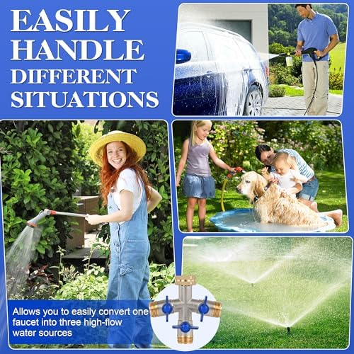 EJW Hose Splitter 3 Way, Garden Hose Splitters,High Flow Garden HoseSplitter, Heavy Duty Faucet Splitter,three wayHose Connector，Spigot Splitter, three Way Hose Manifold Valve 3/4 Inch GHT Thread. - Image 4
