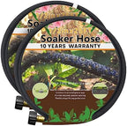 1/2’’ Soaker Hose 50 ft, Heavy Duty Garden Soaker Hoses 25Ft 2 Pack, Round Soaker Hose for Raised Garden Beds, 50 Ft Drip Hoses Irrigation for Garden - (25 feet 2-pack) by Holldoor