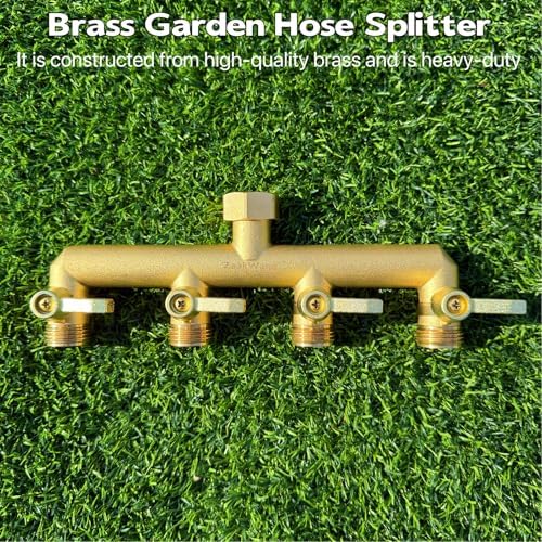 Heavy Duty 4 - Way Garden Hose Splitter, 3/4” Hose Manifold, Outdoor Hose Adapter Connector with 4 Metal Extra Long Handle Metal Faucet Adaptor - Image 5