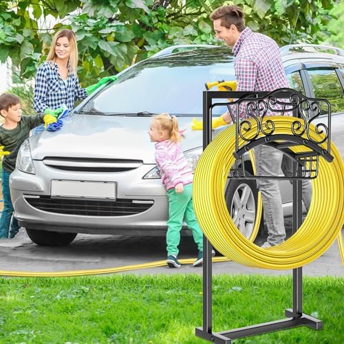 Garden Hose Holder - Upgraded Water Hose Holder Holds, Heavy Duty Metal Freestanding Hose Stand Sturdy, Detachable Garden Hoses Storage Rack for Outside Yard Lawn (Black) - Image 5
