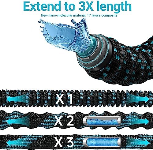 Expandable Garden Hose - 100 ft Expanding Water Hoses, No Kink Lightweight Flexible Hose with 3/4" Solid Fittings and 4-Layer Latex Core - 100ft Retractable Stretch Car Washing Pipe - Image 3