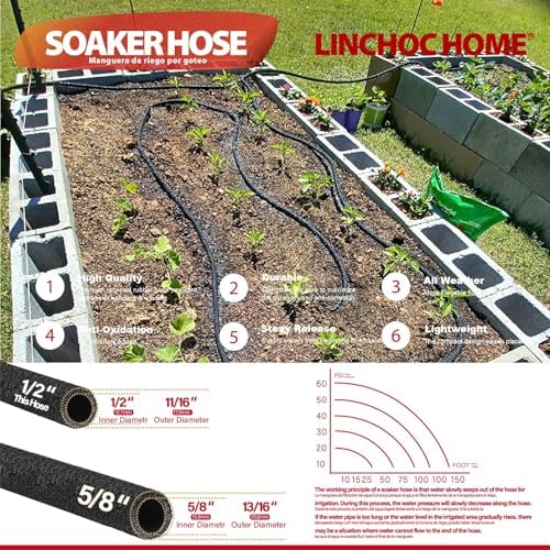 Soaker Hose 150FT 1/2 Inch with Solid Brass Connectors & Garden Stakes Kit, Flexible Leakproof Irrigation System for Garden, Lawn & Landscape - Image 4