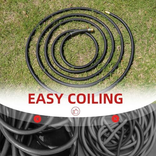 Wiseflow Garden Hose 90FT x 5/8", Heavy Duty Rubber Hose, Water Hose with Five Layered Braiding, Male Female Fittings, 1000PSI Burst, 300PSI Working for Yard, Car Wash, Pets (Black) - Image 6