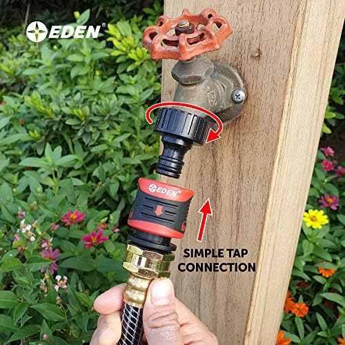 Eden 94127 Metal Adjustable 4-Way Mini Turbo Oscillating Sprinkler W/Quick Connect Starter Set & 95210 Premium Garden Hose Fitting Quick Connect with Water Stop & Lock Feature, 5 pc Set - Image 7