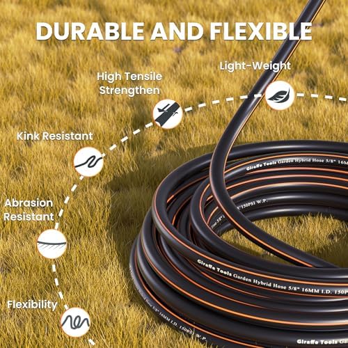 Product Image Giraffe Tools Garden Hose 100ft x 5/8", Water Hose Heavy Duty, Flexible with Garden Hose 20ft x 5/8", Custom Length, Heavy Duty, No Kink, Flexible - Image 3
