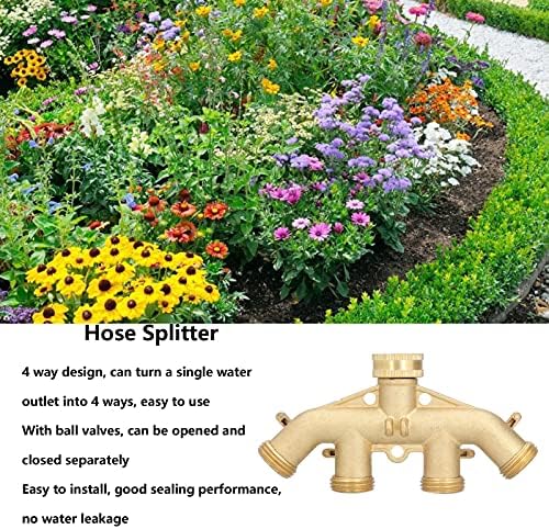 Hose Splitter, 4 Way Hose Splitter with Ball Valve Individual Control Gasket and Tape, Brass Hose Splitter Suitable for Garden Irrigation - Image 5