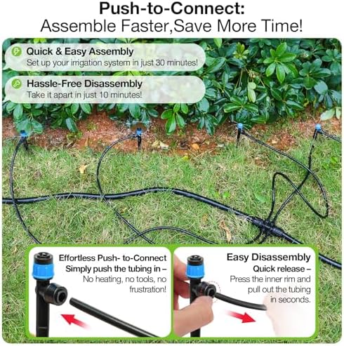 MIXC 80Pcs Drip Irrigation Emitters, Quick Push-to-Fit Connect Drip Vortex - Image 4