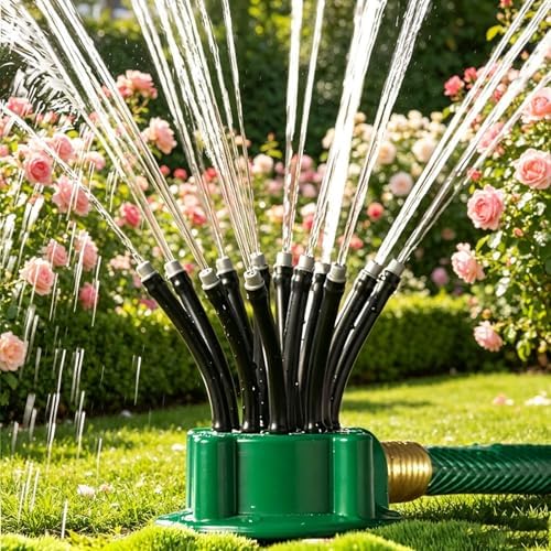 12 Nozzle Garden Sprinkler for Irregular Areas, Adjustable Multi-Head Irrigation Tool with 3-Stream Tips, Water-Saving Sprayer for Patio Set (green02) - Image 7