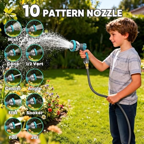 5/8" 75FT Retractable Garden Hose Reel - Heavy Duty Automatic Wall Mounted Hose Reel with 2026 Upgraded UV Resistant, 3/4" Brass Fitting, 10 Pattern Nozzle, 180° Swivel&Any Length Lock Slow Retraction - Image 6