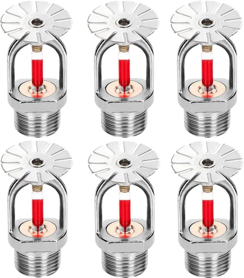 6pc Fire Sprinkler Head 3/4 Inch Pendent Type 155 Degree Quick Response Water Spray Down 68℃ Brass Fire Sprinkler Heads 3/4 NPT Thread for Home Commerical Residential (Pendent Sprinkler by Bestopper