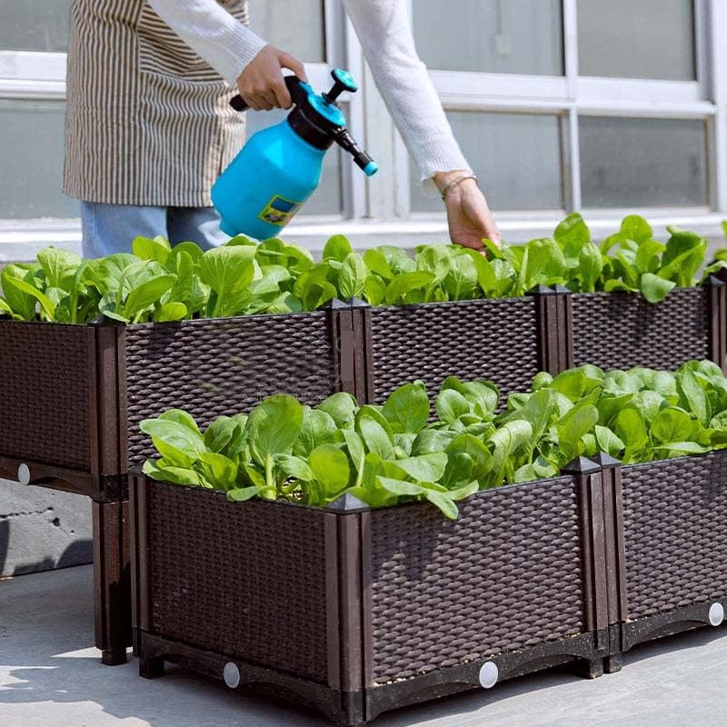 YSUEFIJO Outdoor Raised Garden Bed, Raised Garden Bed Kit Plastic, Planter Box Indoor Rectangular, Planter Raised Beds for Vegetables, for Flowers, Herbs, Fruits - Image 3