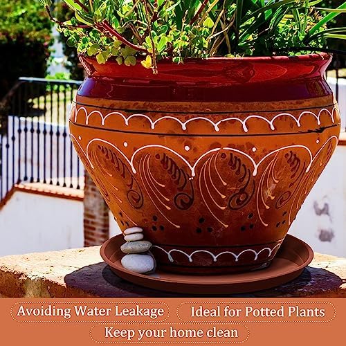 Eccliy 6 Pack Plastic Plant Saucer, Round, 23 Inch, Terracotta - Image 6