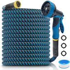 garden hose 100 FT, non-extendable and ultra-lightweight, equipped with 10-function nozzle. Kink-free, sturdy, flexible, and wear-resistant, suitable for use in yards, lawns, outdoors (100 FT) by Unknown