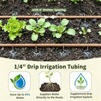 1/4" Drip Irrigation Tubing with 6" Emitter Spacing, (250 Ft Roll) Saving 80% Water, 0.5 GPH Emitters Built-In Drip Irrigation Line for Garden, Hydroponics, Greenhouses, and Landscape Beds (Brown) - Image 3