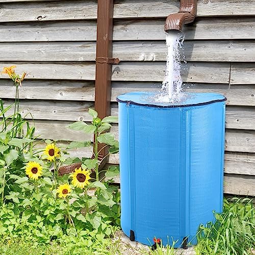 Collapsible Rain Barrel,Portable Water Storage Tank to Collect Rainwater from Gutter,Rainwater Collection System Downspout,Water Storage Tank Catcher Container with Filter Spigot(Blue,100 Gallon) - Image 6