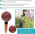 Sunnydaze Mosaic Glass Plant Watering Globe, Magenta Medley - Image 2