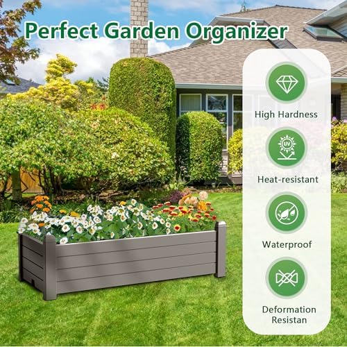 Vixzen Raised Garden Bed, Grey, 43.31"×17.72"×12.6" - Image 3