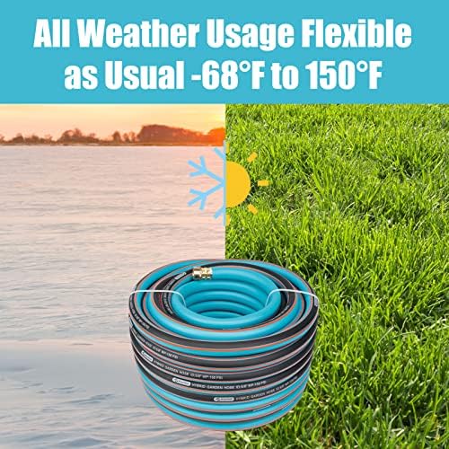 Upgraded Kink Free Hybrid Garden Hose 100ft 5/8", Thickened Heavy Duty Water Hose with Brass Solid Connector，Lightweight Flexible Tough Rubber Hose with Nozzle,Durable Yard Outdoor Hose - Image 5