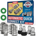 McKillans® 2025 Automatic M22-14mm Pressure Washer Quick Connect Kit - M22 to 3/8 Quick Connect Pressure Washer Fittings - Power Washer Accessories - Hose Adapter Set - 8-Piece Kit (Stainless Steel) by McKillans