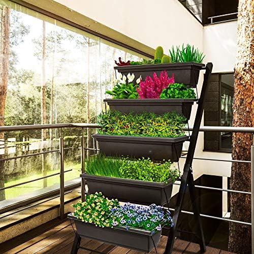 Outland Living 4Ft Vertical Raised Garden Bed - 5 Tier Food Safe Planter Box for Outdoor and Indoor Gardening Perfect to Grow Your Herb Vegetables Flowers on Your Patio Balcony Greenhouse Garden - Image 5