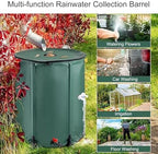 Collapsible Rain Barrel Kit - Green Water Catcher with Spigot & Lid, 100x98cm (39x38in) for Efficient Rainwater Collection & Storage - Image 7