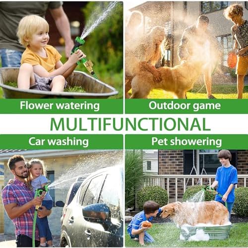 50 ft Expandable Garden Hose-2026 Newly Upgraded Expanding Garden Hoses with 10 Function Spray Nozzle, Extra Strength Fabric, Leak-Proof, Lightweight, Kink-Free Flexible Retractable Hose(Green Black) - Image 7