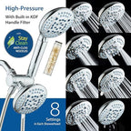 AquaCare High Pressure 6-way Dual Shower Head Combo with Built-in Filter & Power Wash - Clean Tub, Tile & Pets. Remove Chlorine, Lead & Toxins from Water to Protect Skin, Hair, & Nails. Chrome Finish - Image 4