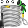 Outdoor Garden Hose 100ft Metal Stainless Steel Heavy Duty Kink Free 2 Nozzles 3/4 Brass Fittings Rust Proof For Lawn Rv Watering 150FT by Unknown