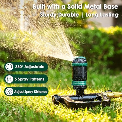 FANHAO Gear Drive Sprinkler with Metal Base, Adjustable Lawn Sprinkler - Image 2
