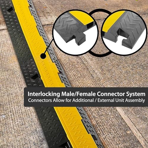 Cable Protector Ramp 1 Channel Rubber Cable Protection Ramp, Garden Hose Protector for Driveway， 18000lb Axle Capacity Cord Cable Protector - Image 5