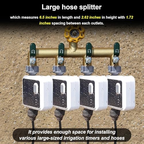 4 Way Garden Hose Splitter, 3/4" GHT Outdoor Water Spigot Splitter - Image 4