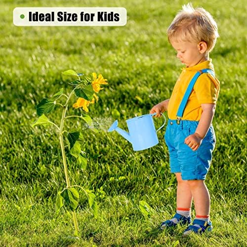 Metal Watering Can (1 Gallon) for Outdoor&Indoor Plants with Free Small Watering can for Kids, Plant Watering Can with Removable spout, Perfect for Garden Flower, Houseplants, (Light Blue) - Image 4