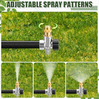 Tioncy 4 Pack Metal Lawn Sprinklers with Adjustable Brass Nozzle, Silver - Image 3