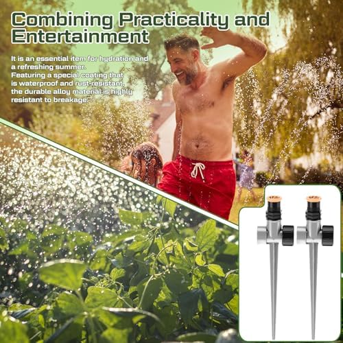 Tioncy 4 Pack Metal Lawn Sprinkler for Yard Garden Hose Sprinkler on Spike Base with Sprinklers Stake 360 Degree Adjustable Grass Water Nozzle for Grass Patio Irrigation Nurseries Greenhouse - Image 6
