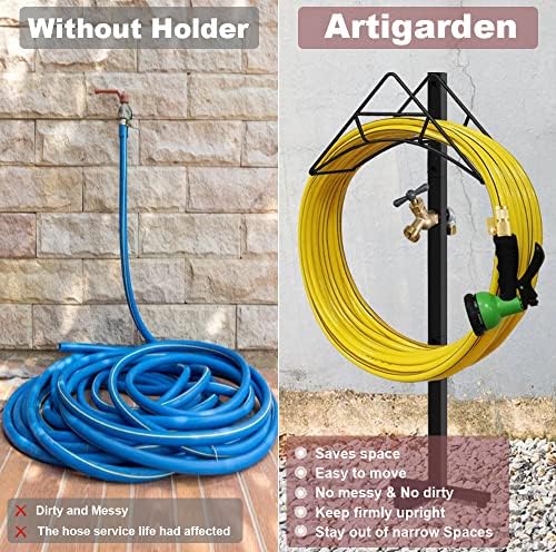 Artigarden Garden Hose Holder Stand with Brass Spigot Faucet Freestanding - Image 4