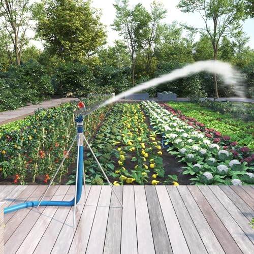 1'' Agriculture Irrigation Spray Gun Sprinkler Large-Area Irrigation Spray Gun Garden Farm Watering Sprinkler 360° Adjustable Watering for Farms, Orchards, Tea Gardens, Forestry - Image 2