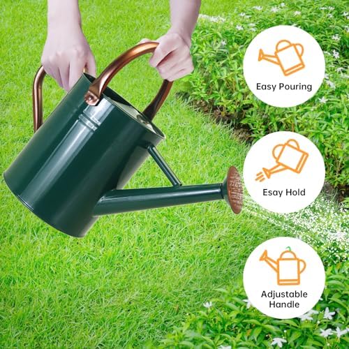 Metal Watering Can for Outdoor Plants, 1 Gallon Galvanized Steel Watering Can with Removable spout for Outdoor & Indoor Use, Perfect for Garden Flower, Houseplants, Forest Green - Image 3