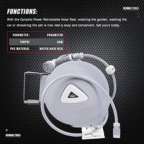 Retractable Garden Water Hose Reel Storage Gun Rewind Wall Mount 32Feet/65Feet/100Feet (100 Feet) - Image 2